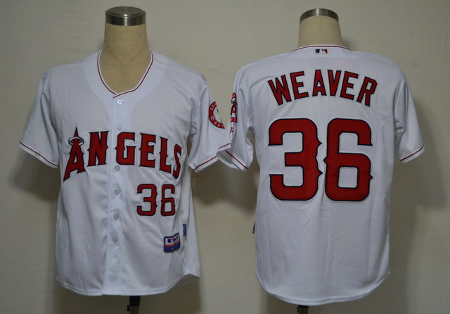 Los Angeles Angels of Anaheim #36 Jered Weaver White Cool Base Jersey